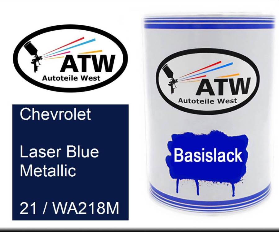 Chevrolet, Laser Blue Metallic, 21 / WA218M: 500ml Lackdose, von ATW Autoteile West.